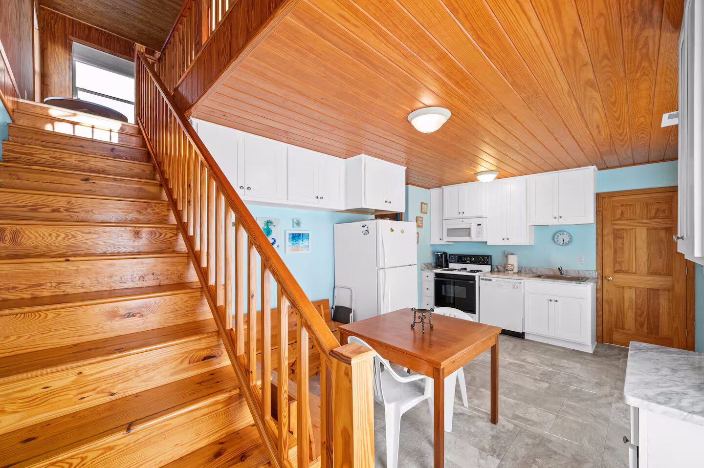 Loft with bunk and kitchen below